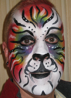 Rainbow tiger face painting